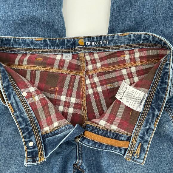 Carhartt Women's Relaxed Fit Flannel Lined Straight Jeans, Sz 12 Reg. Chore Work - Picture 10 of 11